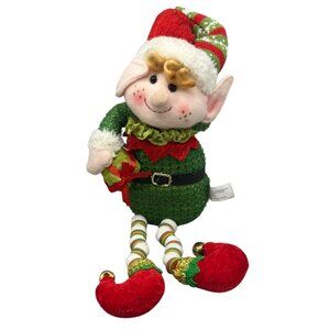 Festive Elf Plush Decoration - Green and Red